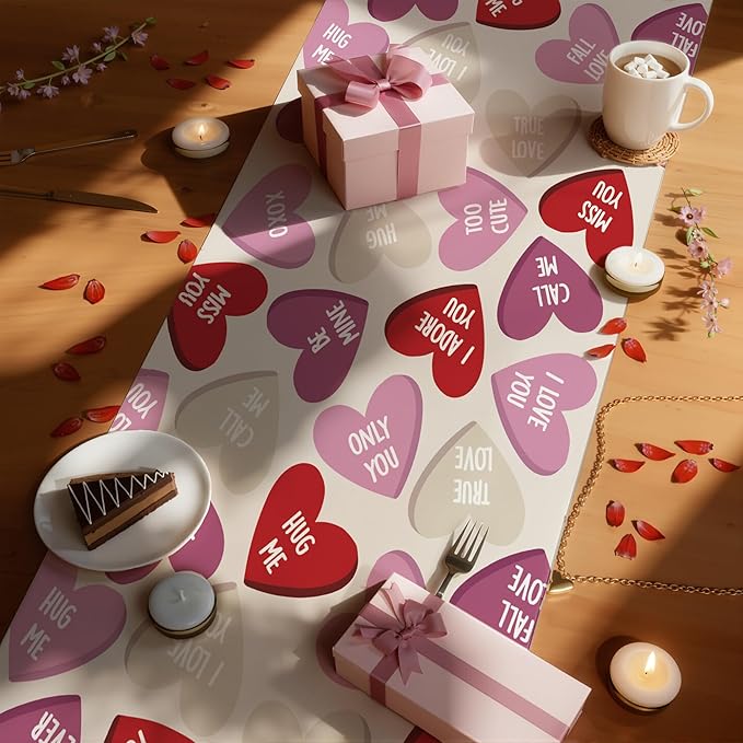 OHOME Valentines Day Decorations - Valentines Table Runner | Valentines Day Decor Party Favors Supplies - Galentines Day Decorations Centerpiece Accessories for Home Kitchen