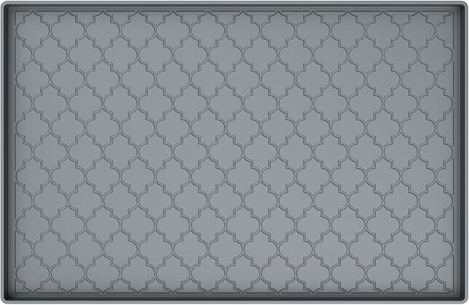 Kitsure Under Sink Mat for Kitchen - Waterproof Silicone Sink Protector with Raised Edge, Multipurpose Cabinet Liner for Kitchen Organization and Storage, Boot Tray, Pet Food Mat, 35" x 23", Gray