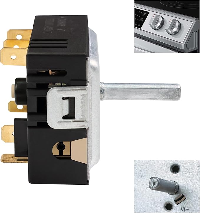 DG44-01006D Range Surface Element Control Switch for Samsung Range – OEM Replacement Energy Regulator – Fits for Samsung PER001-02D Model, AP7031847, PS16633253, EAP16633253, DG44-01006D, 18A, D-Cut