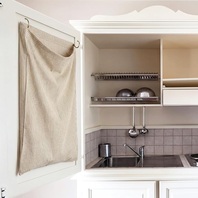 Reusable Rag Cloth & Dish Towel Holder Natural Cotton Vintage Bag for Kitchen, Laundry Room, Bathroom Storage