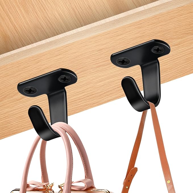 50 Pack Stainless Steel Screw Mounted Ceiling Hooks, Under-Shelf Towel/Robe Clothes Hook Heavy Duty Coat Hook Hanger for Bathroom Kitchen Cabinet Garage