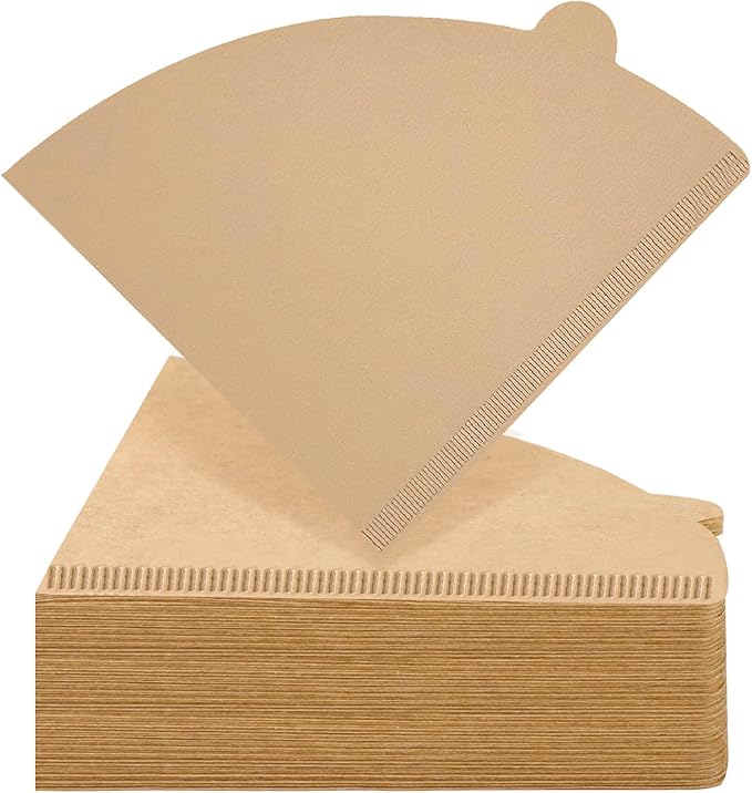 100 Count Pour Over Coffee Filters Paper, Size 02 Natural Brown Coffee Filters Cone, V02 Unbleached Disposable Paper Filters Compatible with Pour Over and Drip Coffee Maker(2-4 Cups)