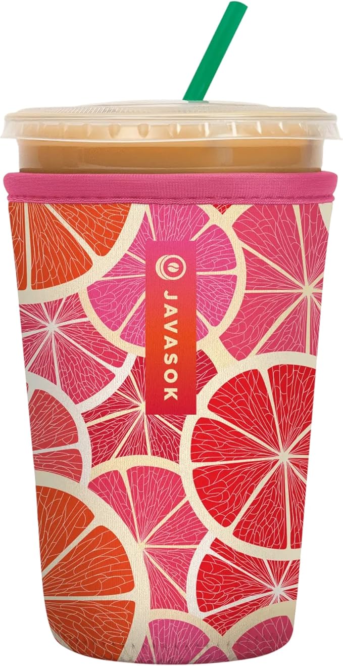 Sok It JavaSok Iced Coffee & Cold Soda Insulated Neoprene Cup Sleeve (Sunshine Slices, Medium: 22-28oz)