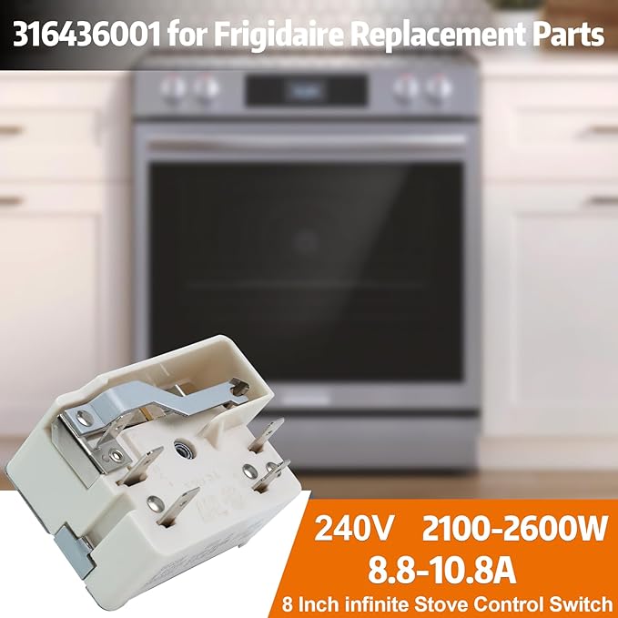 316436001/316021501 Surface Element Burner Infinite Switch,Surface Burner Control Switch Replace Parts 1155395, AP3885460, PS1145040, EAP1145040, Compatible with Frigidaire for Kenmore (8 Inch)