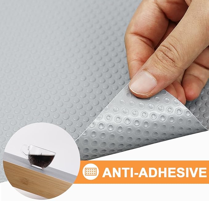FLPMIX Wide Cabinet Shelf Liner: Waterproof Under Sink Mats Light Grey 19" x 300" - Easy to Cut & Clean Large Kitchen Drawer Liner for Pantry Cupboard