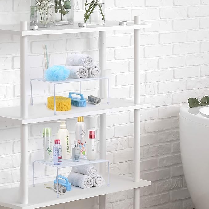 SIBAO Set of 2 Mesh Kitchen Shelves Cabinet Storage Shelf Rack (13.1 x 10.2 Inch) ，Kitchen Bathroom Pantry Cupboard Desk Home Office, Fridge, Cabinet, Bathroom Cupboard (White)