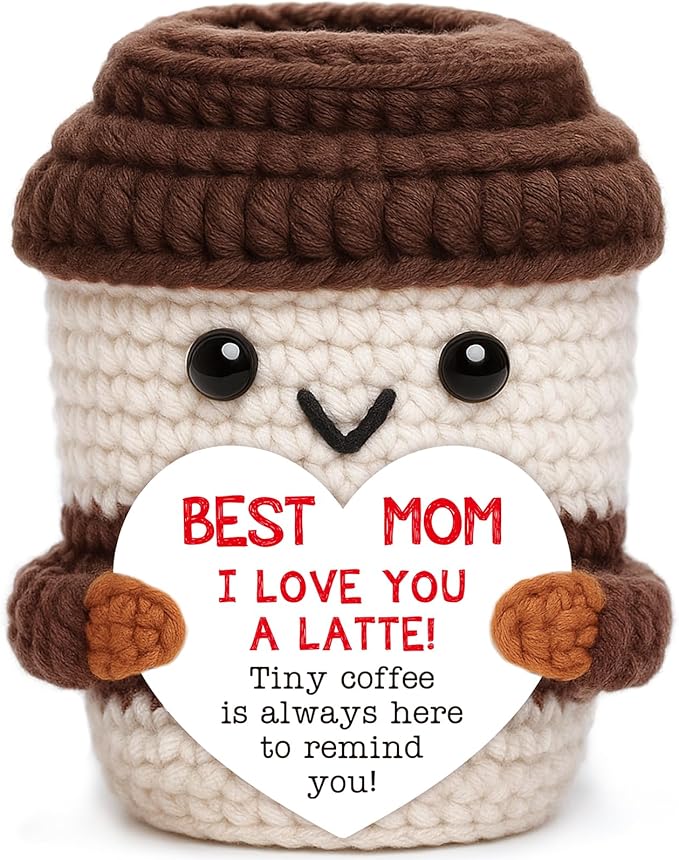 OCCdesign Mini Birthday Gifts for Mom from Daughter I Love You Crochet Coffee Appreciation Gifts for Mom Women Mother Wife Bonus Moms Stepmom Mother-in-Law Mommy Best Handmade Gift