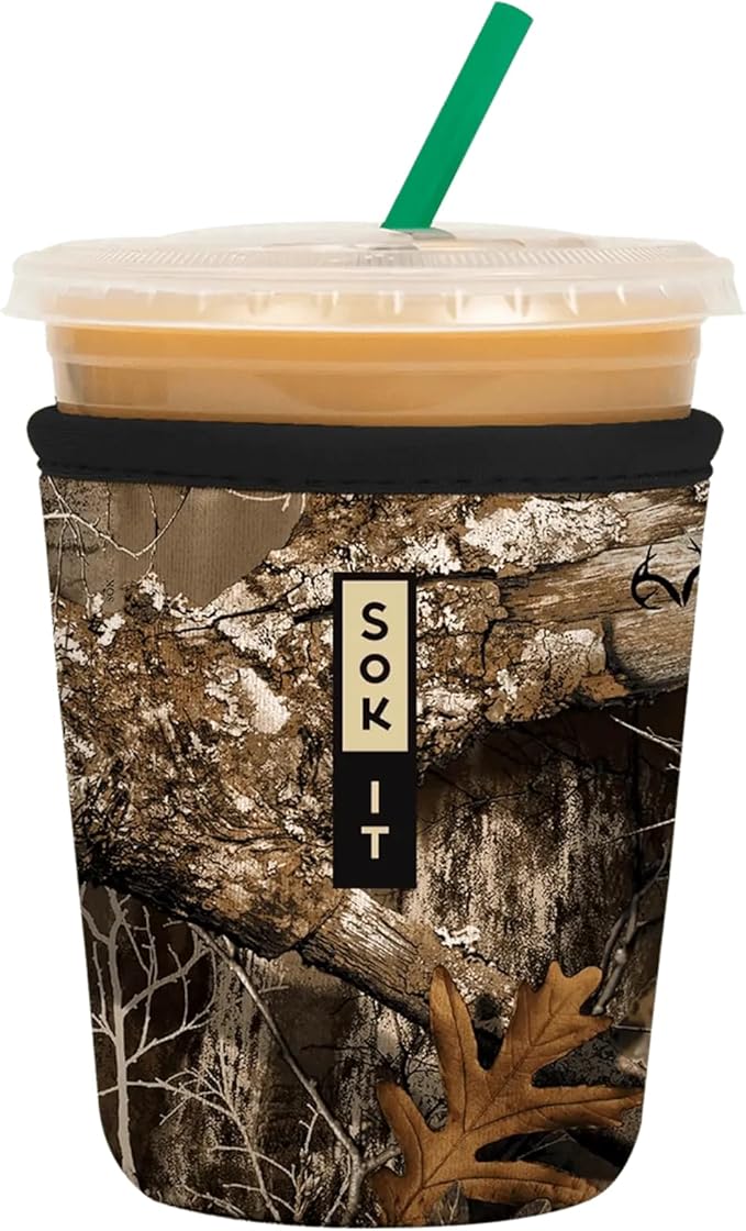 Sok It JavaSok Iced Coffee & Cold Soda Insulated Neoprene Cup Sleeve (RealTree Edge Camouflage, Small: 16-20oz)