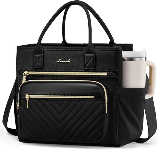 LOVEVOOK Insulated Lunch Bag Women,Wide Opening Adult Lunch Box Women with Cup Holder,Large Leakproof Cooler Bag for Work Picnic Beach Family College Mom,Lunch Teacher Breast Pump Diaper Tote Bag