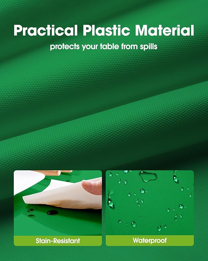 Pureegg Plastic Table Cloth Disposable 3 Pack, 54x108 Inch Rectangular Table Cloth, Leakproof Table Cover for Parties, Picnic, Weddings, St Patricks Day, Christmas Decorations, Green