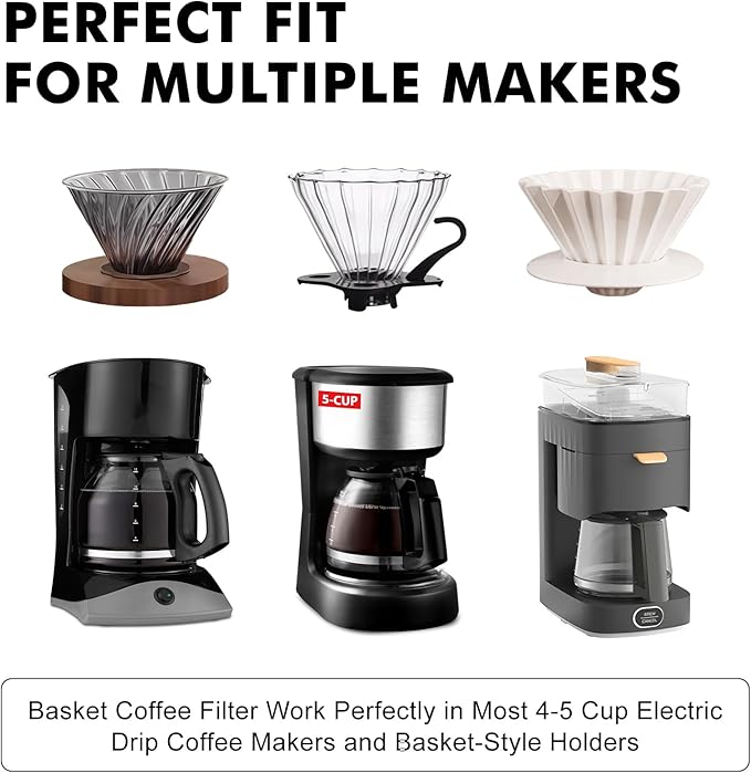 5 Cup Coffee Filter, 100 Count Unbleached Natural Small Basket Disposable Paper Coffee Filter for 4-5 Cup Coffee Maker Pour Over Pot, Suitable for Home Coffee Shop Business Commercial (Brown)