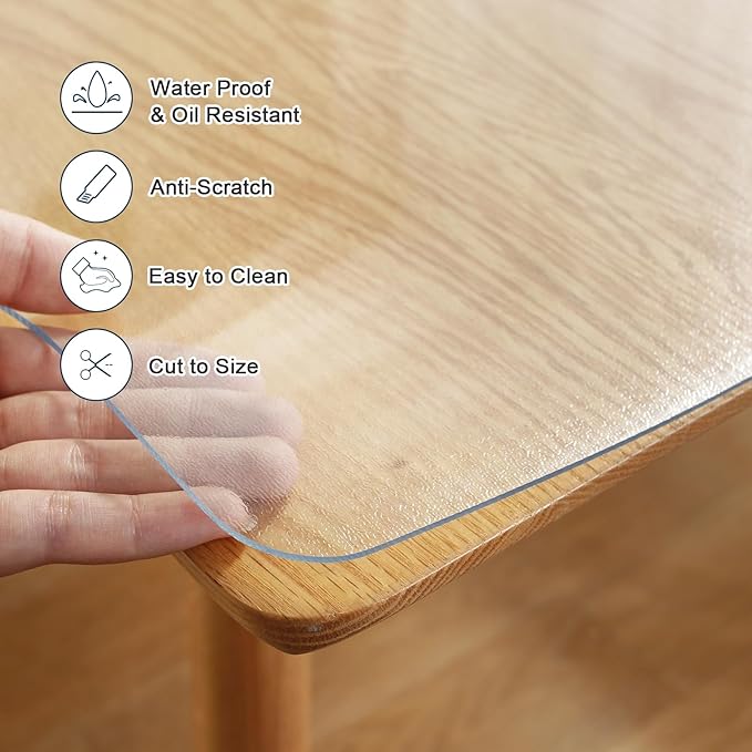 LovePads Frosted Desk Mat 24 x 60 Inch, 1.5mm Thick Frosted Table Protector, Waterproof Plastic Table Cover Protector, PVC Desk Protector Mat, Vinyl Desk Cover for Desktop, Coffee & Dining Table