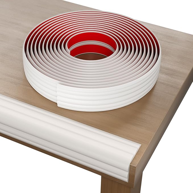 Wall Corner Protector & Edge Guard，Peel and Stick Wall Trim Moulding Inside & Outside Corner Molding Trim Caulk Strip, Self Adhesive Trim for Wall Edge,Ceiling,Countertop, 2.36” W x20’ L，White