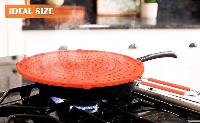 Splatter Screen for Frying Pan, Grease Splatter Guard, Heat-Resistant Splatter Guards for Frying, Silicone Splatter Guard for Everyday Cooking, Dishwasher Safe, Red （16in×12in×0.5in）