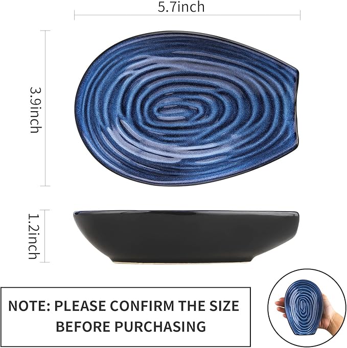 Hasense Ceramic Spoon Rest for Kitchen Counter, 5.7 Inch Blue Porcelain Spoon Holder Farmhouse Cooking and Coffee Spoon Rest for Stove Top, 1 PC