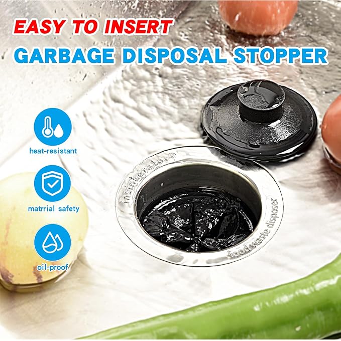 RQYEKDO Kitchen Sink Stopper, 1 Pack 3-1/2" Universal Sink Cover for Garbage Disposal Stopper and Kitchen Drain Plug,Replacement for InSinkErator, Moen,Waste King, Whirlpool,Kohler