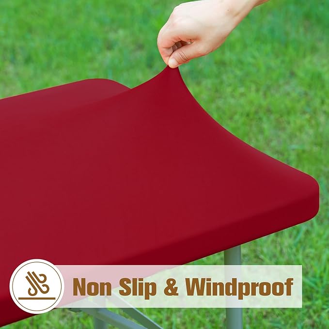Fitted Rectangle Tablecloth 20 x 30 Inch Elastic Table Cloth for 2.5ft Table, Stretch Spandex Table Cover Burgundy Washable Polyester Table Top Cap Cover for Dining Picnic Camping Indoor and Outdoor