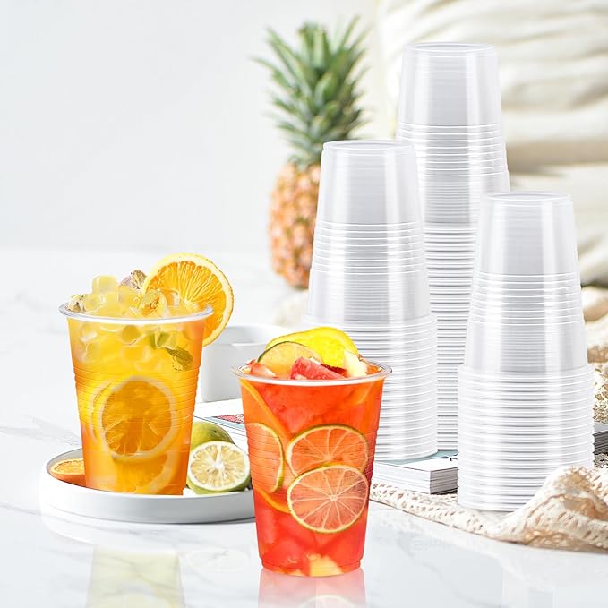 Lamosi 1000 Pack 12 oz Clear Plastic Cups, Plastic Disposable Cups, Cold Drinking Water cups for Party, Wedding, Travel, BBQ, Picnic, Event