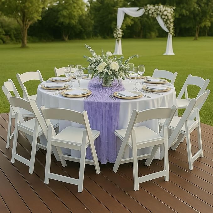 3 Pack Lilac 10FT Purple Cheesecloth Table Runner –120 Inch Boho Gauze Table Runners for Spring Wedding, Birthday, Fairy Garden Bridal Shower Decor