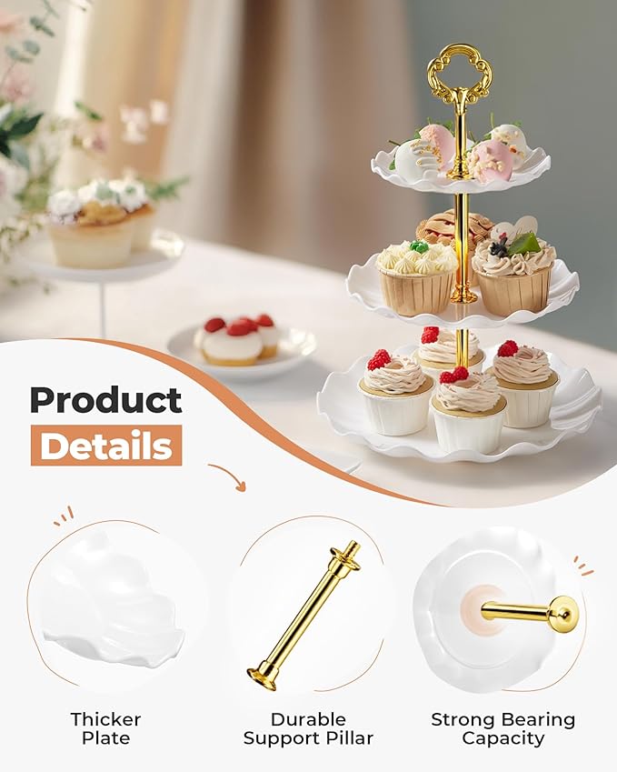 Kootek Dessert Cupcake Stand, 10pcs Dessert Table Display Set, 3 Tiered Cup Cake Holder Tower Stand Riser& Cookie Serving Trays for Wedding, Tea Party, Birthday, Baby Shower