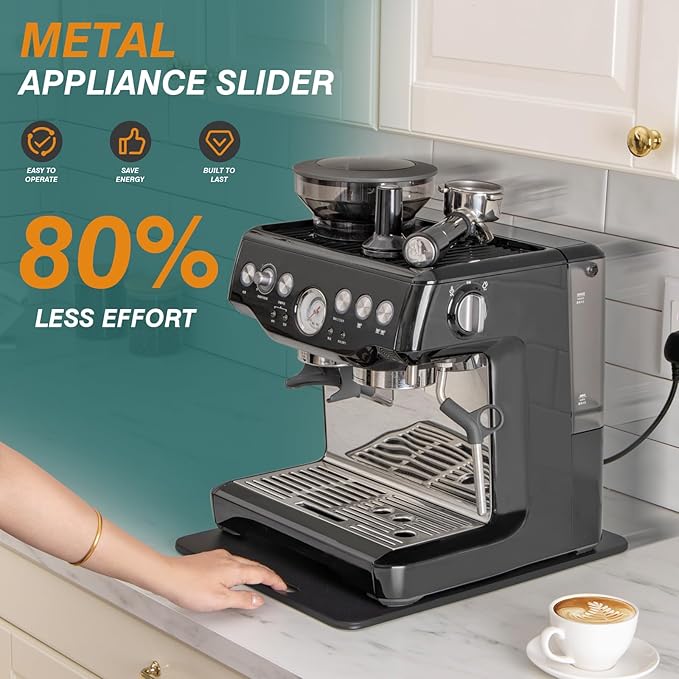 ANBOXIT Metal Appliance Slider, Sliding Tray for Coffee Maker,360° Effortless Movement,Small Appliance Rolling Tray for Counter, Coffee Pot Slider, Deep - Large (16"D x 12"W)
