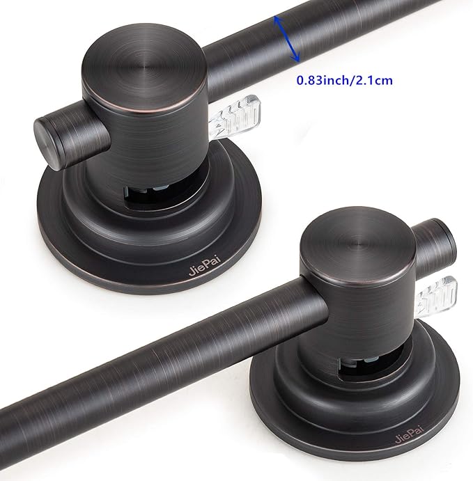 JiePai Suction Cup Towel Bar 24 Inch Oil Rubbed Bronze,Removable Modern Vacuum Suction Towel Holder for Bathroom Door Adhesive Towel Bar Suction Towel Rack Holde