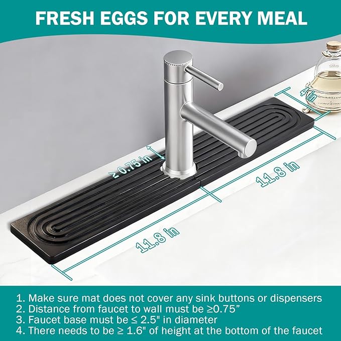 PEKER Teak Wood Faucet Mat for Kitchen Sink 23.6" – Natural Teak Sink Splash Guard Tray, Water-Resistant Wooden Sink Drip Catcher & Organizer for Kitchen & Bathroom Counter