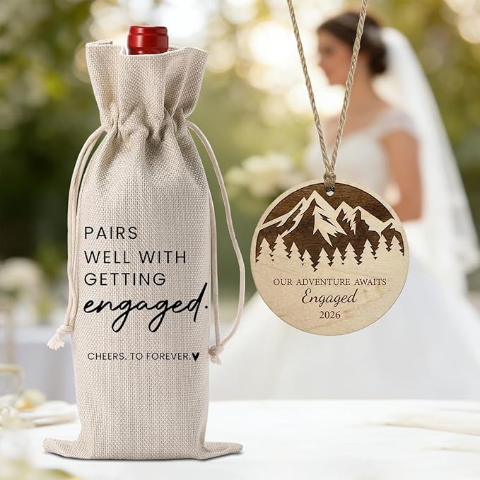 Engaged Gifts Engagement Gifts for Couples Her, Engagement Party Decorations for Women Couple Bride Our Adventure Awaits Engaged Wine Bag Acrylic Ornament 2026
