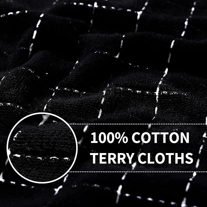 Homaxy 100% Cotton Terry Kitchen Towels(Multiple Colour, 13 x 28 inches), Checkered Designed, Soft and Super Absorbent Dish Towels, 6 Pack