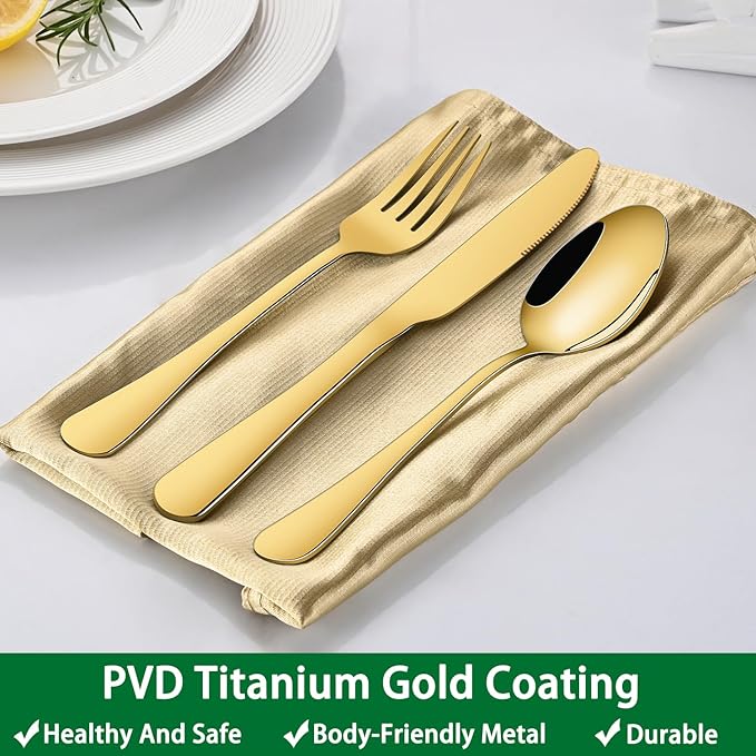 Gold Soup Spoons,8 PCs 7.3 Inch Dinner Spoons,Durable Mirror Polishing Stainless Steel Silveware Main Spoon,Dishwasher Safe Gold Table Spoon For Home Restaurant Hotel