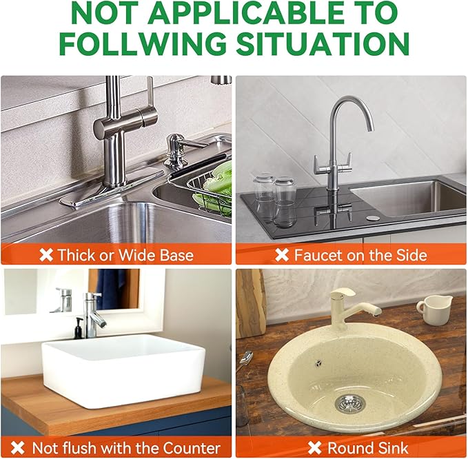 Toovem Kitchen Faucet Sink Splash Guard,14.5x5.5in Silicone Faucet Water Catcher Mat, Faucet Handle Drip Catcher Tray,Soap Sponge Holder for Kitchen, Bathroom, Farmhouse, Countertop Protect, Clear