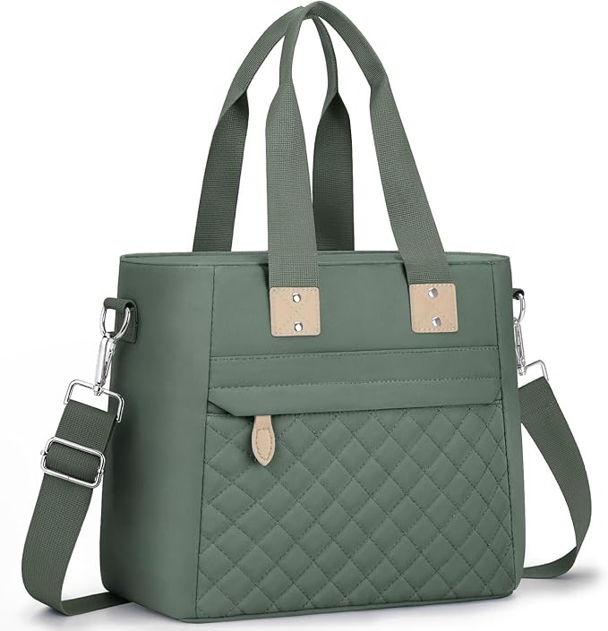 Capolo Insulated Lunch Box for School - Large Thermal Lunch Bag Women with Removable Shoulder Strap, Reusable Lunch Cooler Tote Bags Purse for Adults Work, Picnic, Hiking, Beach, Travel, LargeGreen