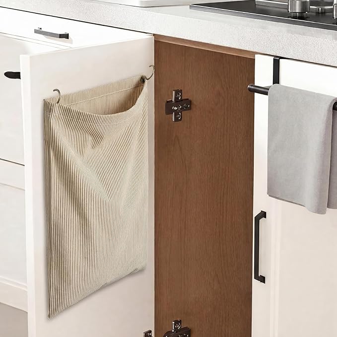 Reusable Rag Cloth & Dish Towel Holder Natural Cotton Vintage Bag for Kitchen, Laundry Room, Bathroom Storage