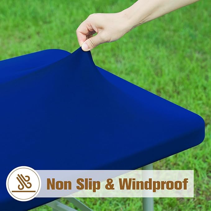 Fitted Rectangle Tablecloth 30 x 72 Inch Elastic Table Cloth for 6ft Table, Stretch Spandex Table Cover Royal Blue Washable Polyester Table Top Cap Cover for Dining Picnic Camping Indoor and Outdoor