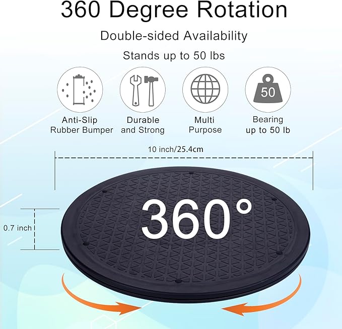 10 Inch Lazy Susan Turntable Organizer, Eichzer Premium Heavy Duty Rotating Swivel Stand with Steel Ball Bearings for Model/Rotating Plants/Crafts Stand/TV/Monitor/Laptop (360˚ Rotation)