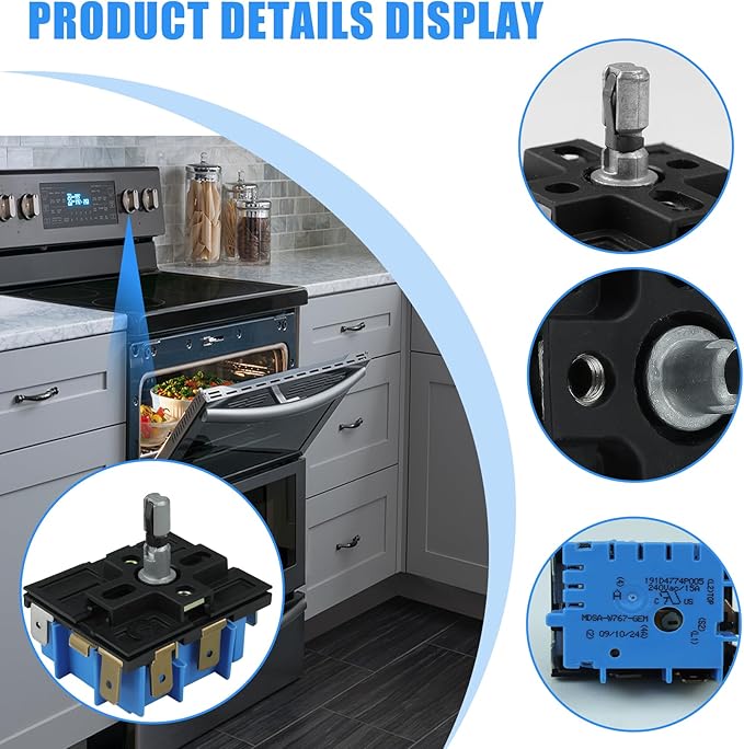 WB24X25013 Infinite Control Switch Replace for GE Range, 191d4774p005 Control Switch, Replacing Models 191d4774p005,4464832,AP5999509,WB24X25013 Electric Range