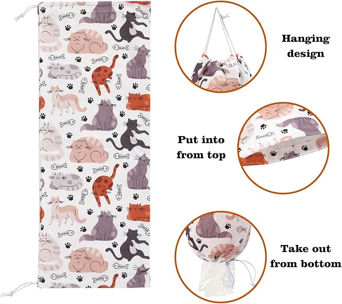 Cat Grocery Plastic Bag Holder and Dispenser,Supermarket Bags Organizer,Storage Shopping Holders Wall Carrier Cute Cats Home Kitchen Decor Mount Easy,for Door Cabinet Drawer Hanging Keep Groceries