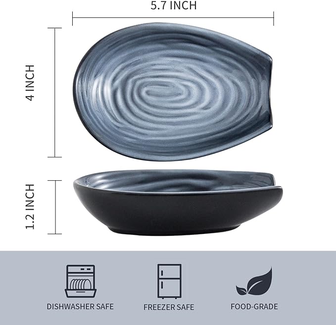 Hasense Spoon Rest for Stove Top and Kitchen Countertop, Large Heat-resistant Spoon Holder for Spatula Ladles Tongs, Farmhouse Cooking Spoon Holder for Home Kitchen Decor, Grey and Blue, 1 PC