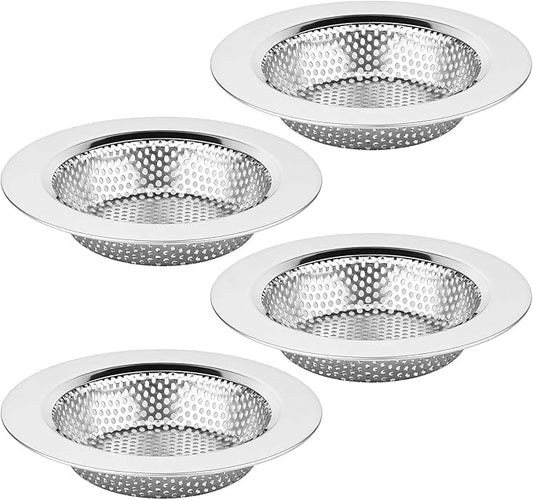 Chefbee Kitchen Sink Drain Strainer - 4 Pack Stainless Steel Sink Drain Cover Filter Food Catcher Basket with Wide Rim 4.4”, Kitchen Accessories