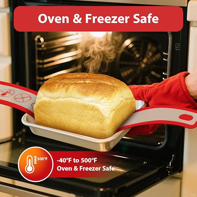 Silicone Bread Sling Oval and Round, 2Pcs Non-Stick Reusable Bread Sling, Sourdough Tools & Dutch Oven Accessories, Red