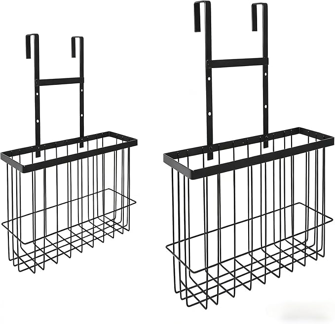 2 Pack Cabinet Door Organizer, Houseware Over the Cabinet Door Organizer, Kitchen Aluminum Foil Organizers for Cutting Board, Baking Sheet, Foil, Plastic Wrap, Kitchen Organizers and Storage, Black