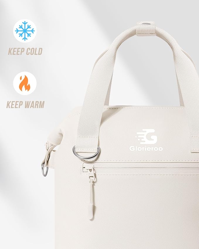 GLORIEROO Pastel Lunch Box Women | Insulated Soft Waterproof Leakproof Lunch Bag Cooler | Adjustable Strap | BPA-Free