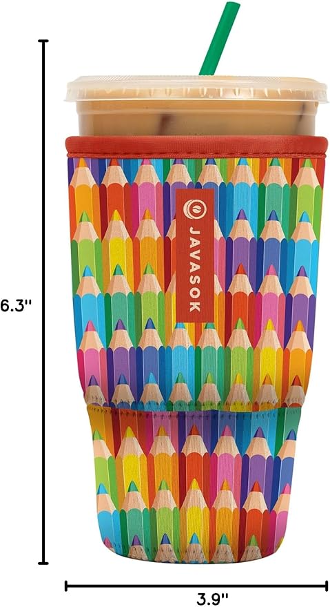 Sok It JavaSok Iced Coffee & Cold Soda Insulated Neoprene Cup Sleeve (Work of Art, Large: 30-32oz)