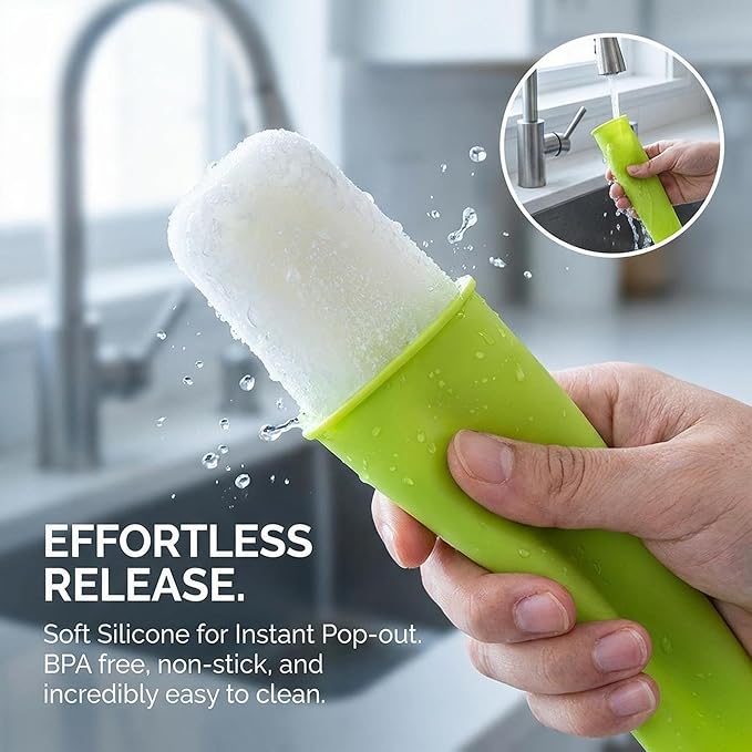 RAINFLOW 8 PCS Silicone Popsicle Molds - Reusable Popsicle Maker with Lids,Leak Proof Pop Tubes,Food Grade Silicone Freezer Molds for Homemade Ice Pops,Yogurt Tubes,Family Snacks