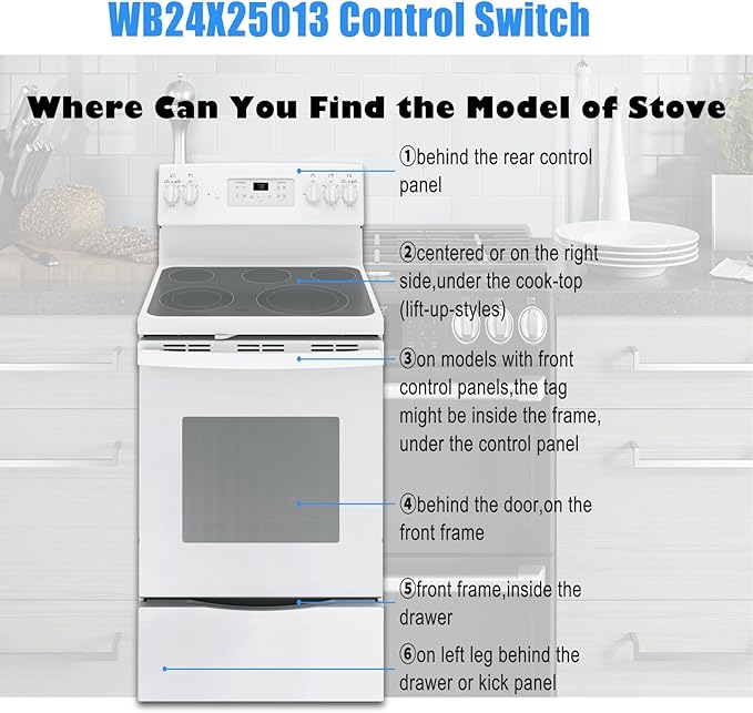 WB24X25013 Infinite Control Switch Replace for GE Range, 191d4774p005 Control Switch, Replacing Models 191d4774p005,4464832,AP5999509,WB24X25013 Electric Range