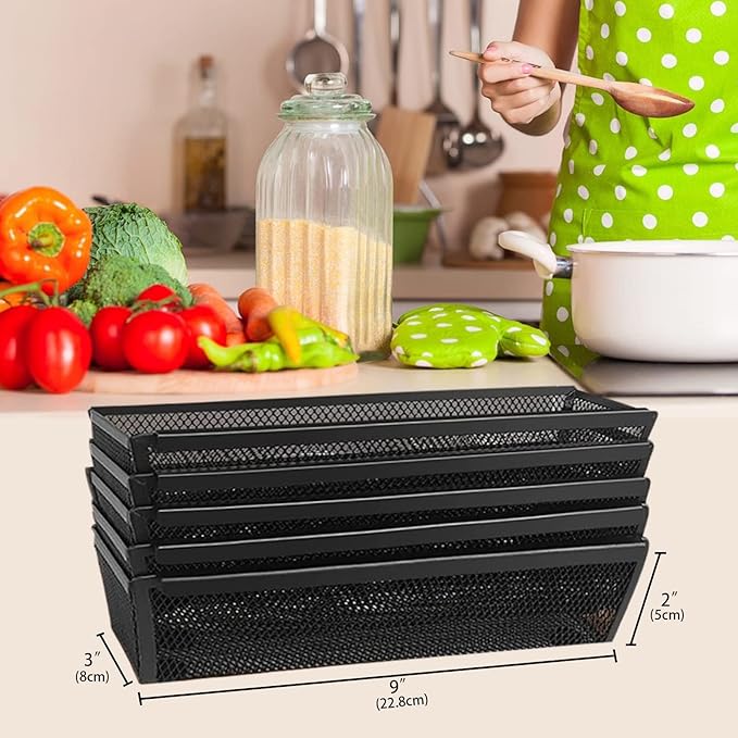 2PCS Drawer Organizer for Kitchen,Utensil Mesh Drawer Organizer with Interlocking Arm for Cosmetic,Flatware,Pen (12 * 3 * 2 Inches,Black)