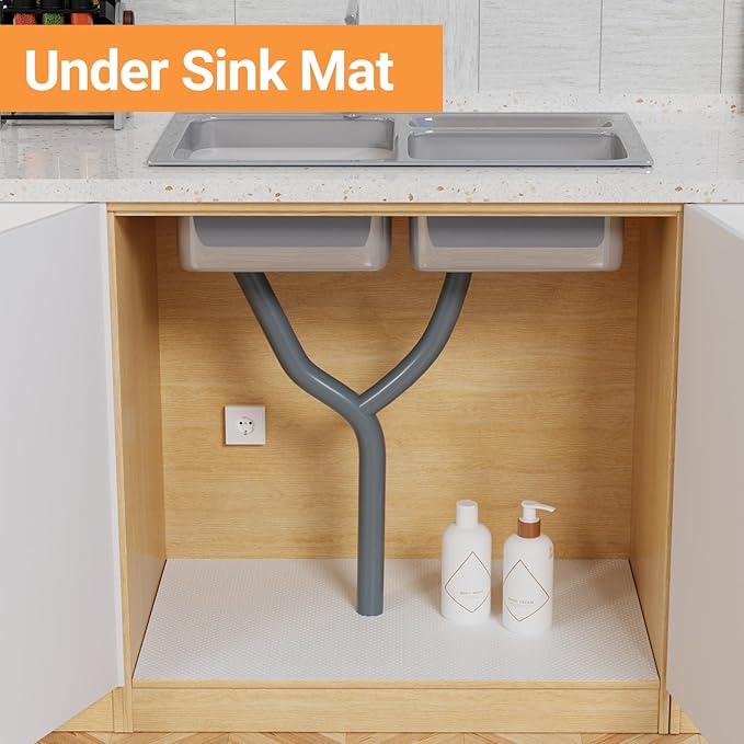 FLPMIX Shelf Liners for Kitchen Cabinets: 19" Wide Waterproof Under Sink Mats - Non-Adhesive Easy to Cut Large Drawer Liner for Pantry Cupboard 19" x 300" White