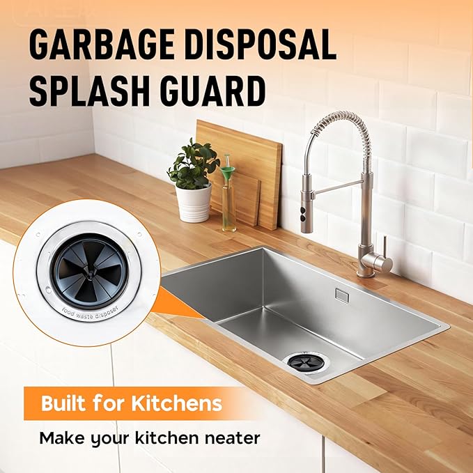 2PCS Garbage Disposal Splash Guards, 3 3/8" Upgraded Noise-Reducing Nitrile Collar Drain Plug, Sink Baffle QCB-AM Replacement for InSinkErator Evolution Series, Black