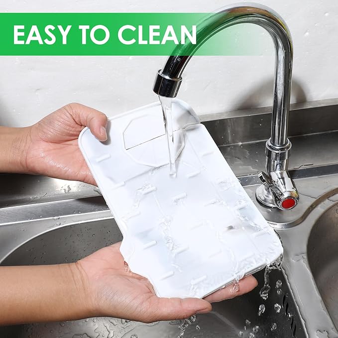 Sink Faucet Splash Guard Mat Silicone Soap Dish Pad Faucet Handle Drip Catch Sponge Holder Sink Protector Trays for Bathroom Kitchen Countertop Gadgets Accessories 8.3 x 5.7 Inch (Marble)