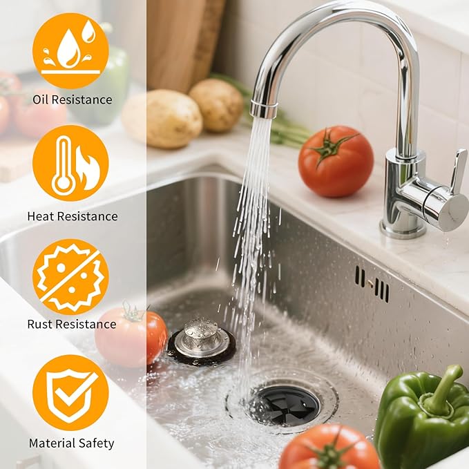 Garbage Disposal Stopper with Splash Guard, for Insinkerator Kitchen Sink Drain Plug Brushed Stainless Steel with 3 3/8" EPDM Splash Guard Set Ullnosoo